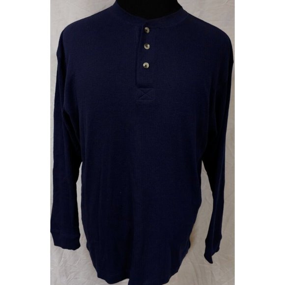 CE Schmidt Workwear Mens Medium Blue Waffle Knit Henley Thermal Shirt - Picture 1 of 11